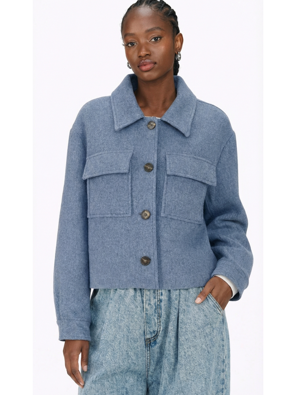 Sofia™ Chaqueta boxy de lana azul denim Novembre