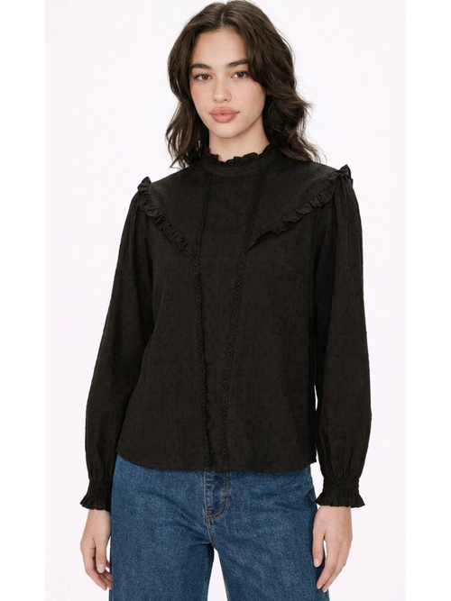 Blusa Valentina™ con volantes negro