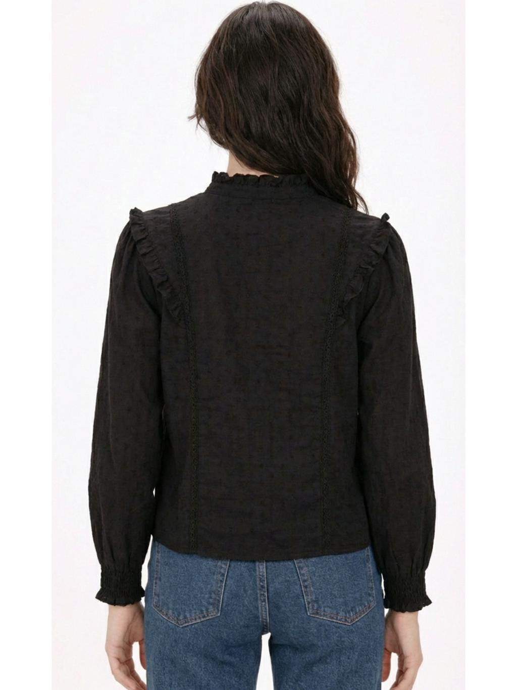 Blusa Valentina™ con volantes negro