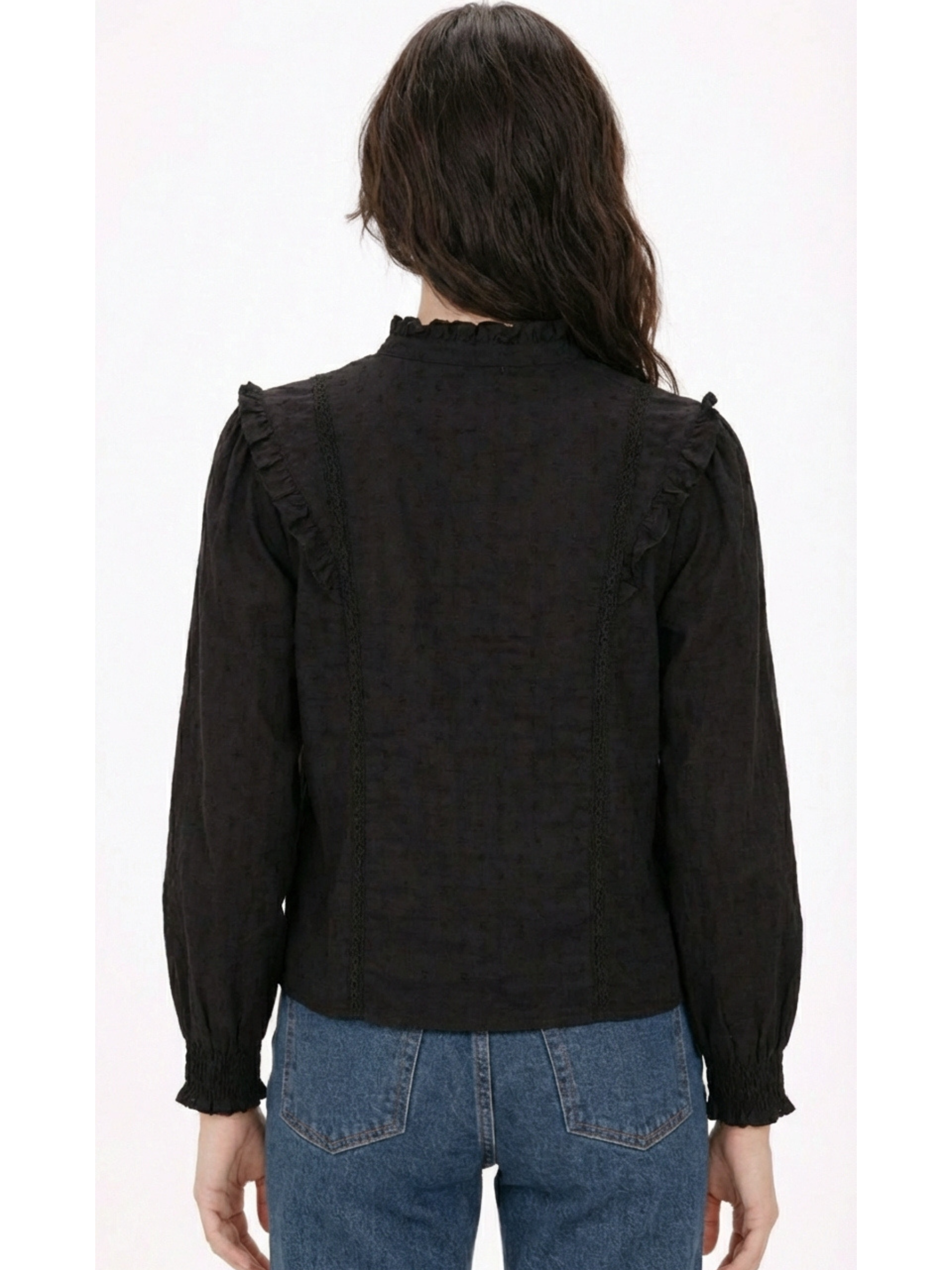 Blusa Valentina™ con volantes negro