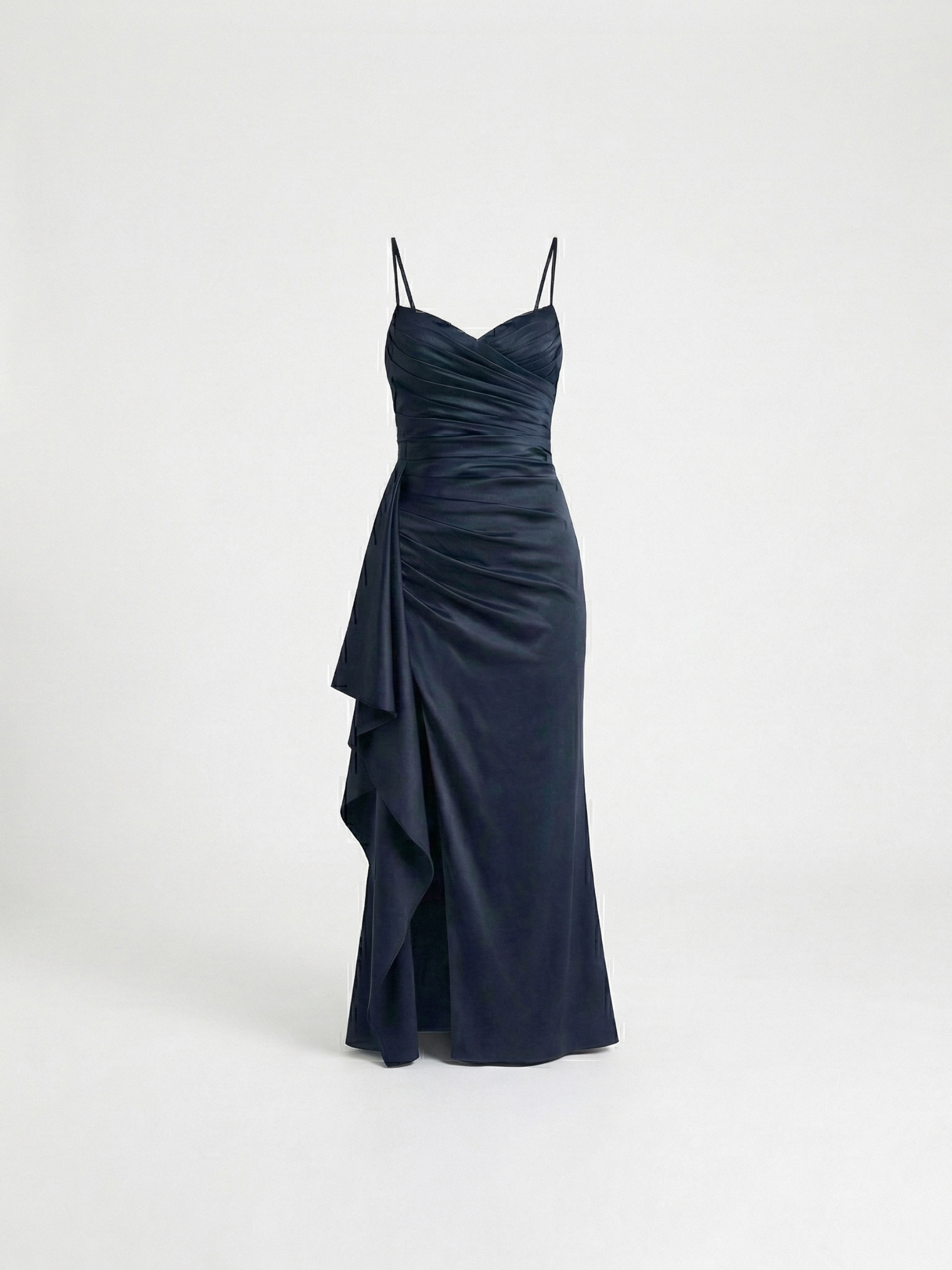 Maritza™ | Vestido satinado premium con abertura drapeada