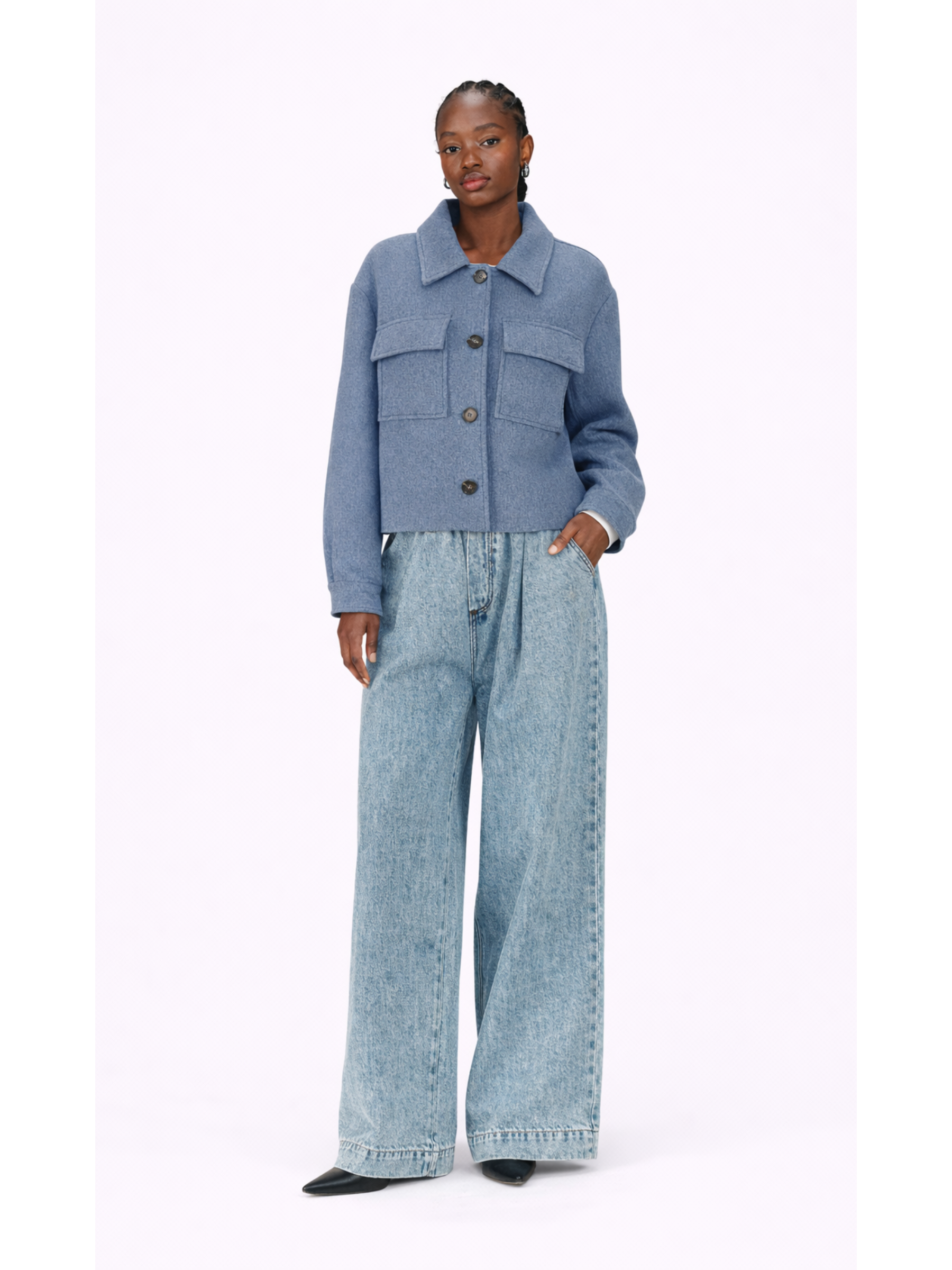 Sofia™ Chaqueta boxy de lana azul denim Novembre