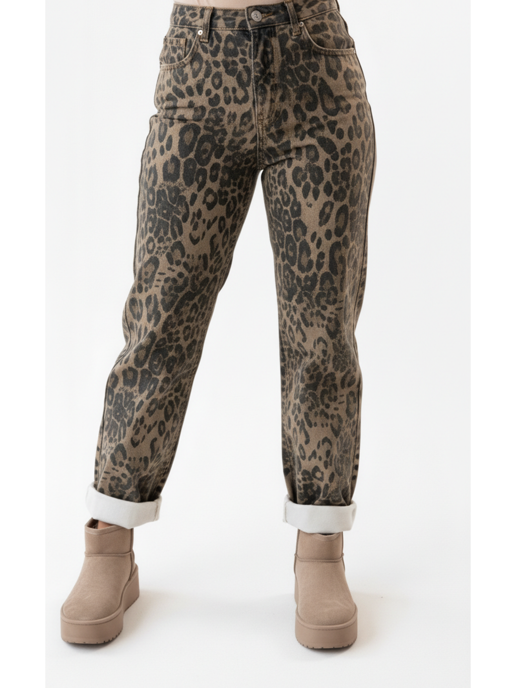 DANIELA™ | Jeans Balloon Stretch Leopardo Taupe